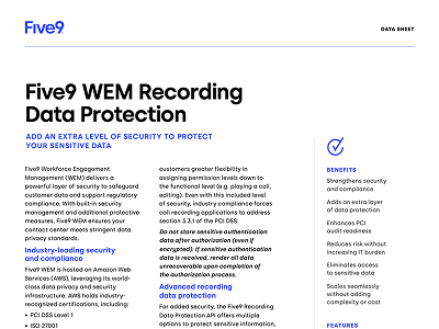 WEM Recording Data Protection Data Sheet