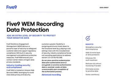 WEM Recording Data Protection Data Sheet