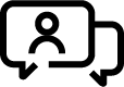 Icon of talk bubbles with a person