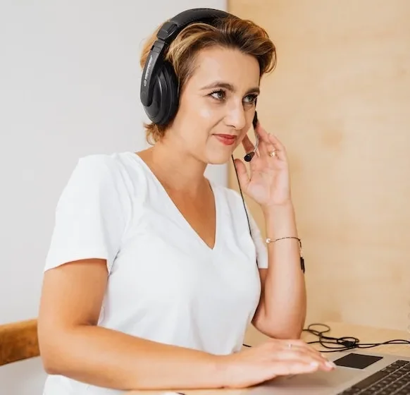 Woman smiling talking on phone