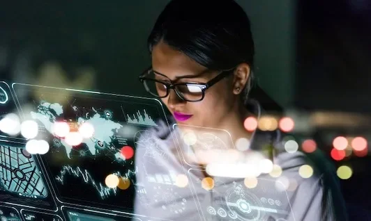 Woman Using Desktop